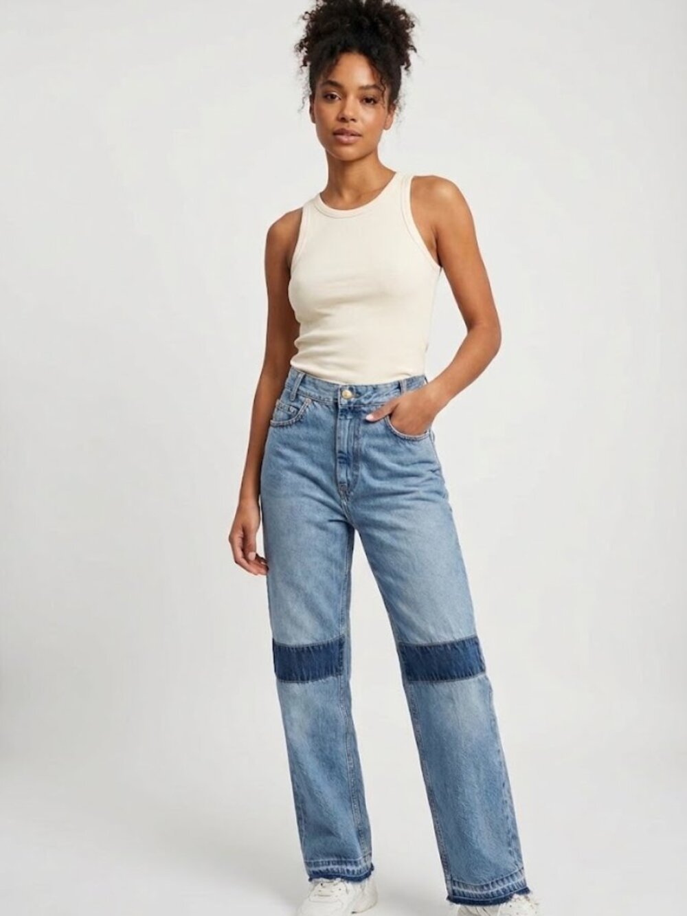Sandro Paris High-Rise Raw Hem Jeans - Size 36